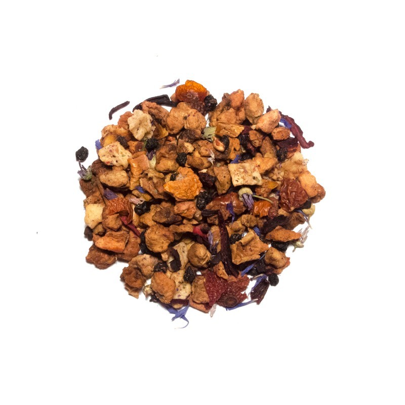 Infusion Grenade bleue - Grenade, pomme, myrtille, bleuet, mauve, hibiscus. Infusion Grenade bleue - Grenade, pomme, myrtille, bleuet, mauve, hibiscus.
